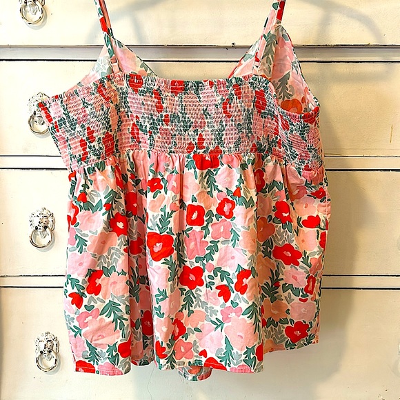 NWOT Free Assembly flower print cotton strap blouse size Large - Picture 4 of 4